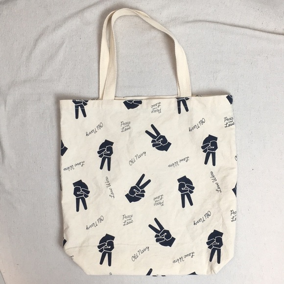 Old Navy Peace and Love Reusable canvas tote - Picture 1 of 7